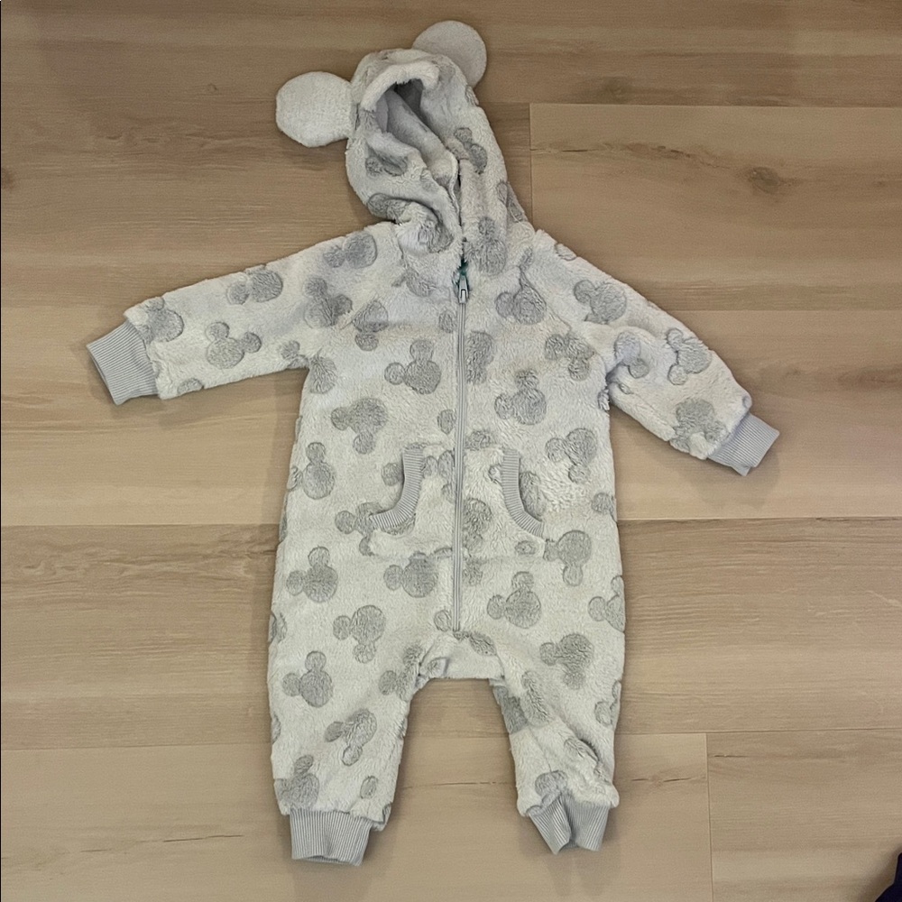 Disney Baby Gray Hooded baby Onesie